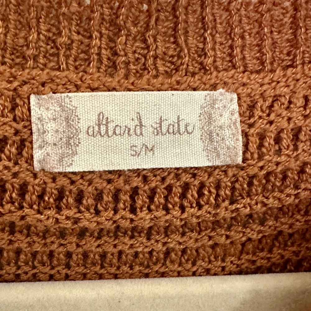 Altar'd State Rust Brown Ribbed Scoop-Neck Sweater - Picture 3 of 7